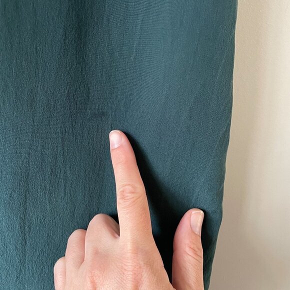 Club Monaco Beaded Short Sleeve Round Neck Shift Mini Dress Moss Green 2 - Picture 6 of 9